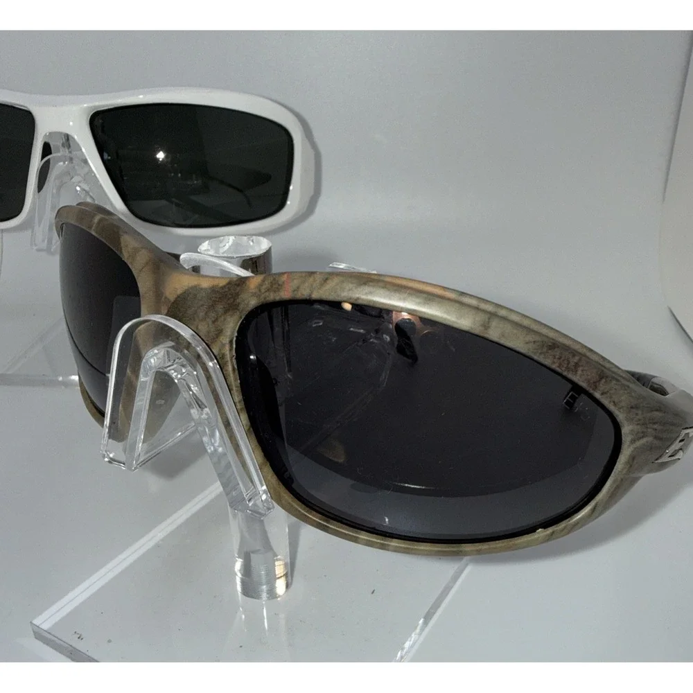 2 pairs Edge Eyewear Polarized Wrap Sunglasses White Brazeau & Camo Dakura